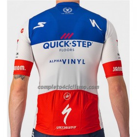 Maglia 2022 Quick-Step Alpha Vinyl Campione Francese Manica Corta Rosso Blu Bianco